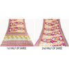 Sanskriti Vintage Sarees Ivory & Pink Pure Cotton Printed Sari 5+yd Craft Fabric