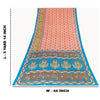 Sanskriti Vintage Sarees Red Pure Cotton Human Printed Sari 5+yd Craft Fabric