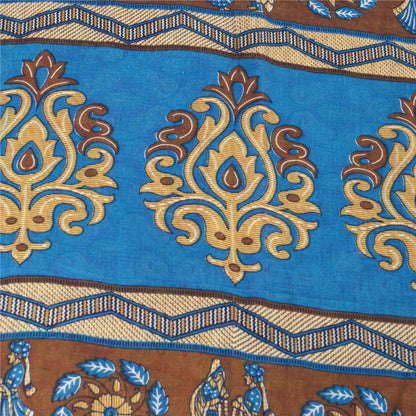 Sanskriti Vintage Sarees Red Pure Cotton Human Printed Sari 5+yd Craft Fabric