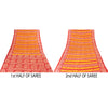 Sanskriti Vintage Sarees Red & Yellow Pure Cotton Batik Printed Sari 5+yd Fabric