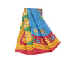 Sanskriti Vintage Sarees Indian Blue Pure Cotton Printed Sari 5+yd Craft Fabric