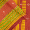 Sanskriti Vintage Sarees Indian Peach Pure Cotton Printed Sari 5+yd Craft Fabric