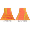 Sanskriti Vintage Sarees Indian Peach Pure Cotton Printed Sari 5+yd Craft Fabric