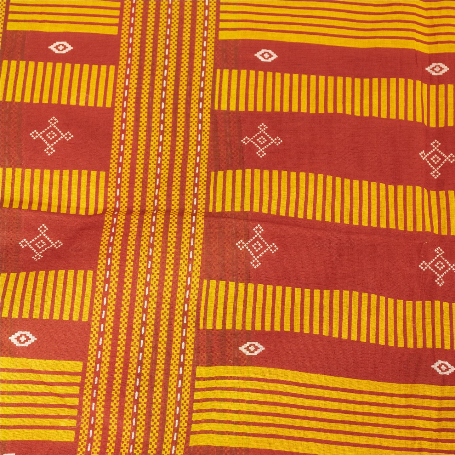Sanskriti Vintage Sarees Indian Peach Pure Cotton Printed Sari 5+yd Craft Fabric