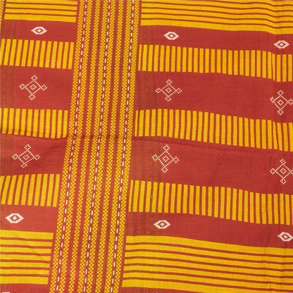 Sanskriti Vintage Sarees Indian Peach Pure Cotton Printed Sari 5+yd Craft Fabric
