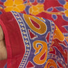 Sanskriti Vintage Sarees Indian Red Pure Cotton Printed Sari 5+yd Craft Fabric