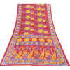 Sanskriti Vintage Sarees Indian Red Pure Cotton Printed Sari 5+yd Craft Fabric