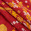 Sanskriti Vintage Sarees Red & Yellow Pure Cotton Printed Sari 5+yd Craft Fabric