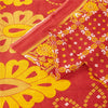 Sanskriti Vintage Sarees Red & Yellow Pure Cotton Printed Sari 5+yd Craft Fabric