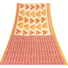Sanskriti Vintage Sarees Cream & Red Pure Cotton Warli ArtPrint Sari 5+yd Fabric