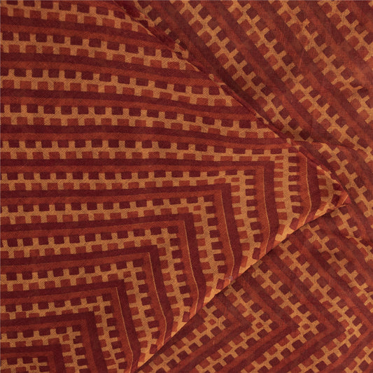 Sanskriti Vintage Sarees Dark Red 100% Pure Cotton Printed Sari 5yd Craft Fabric