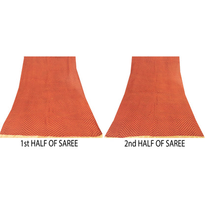 Sanskriti Vintage Sarees Dark Red 100% Pure Cotton Printed Sari 5yd Craft Fabric