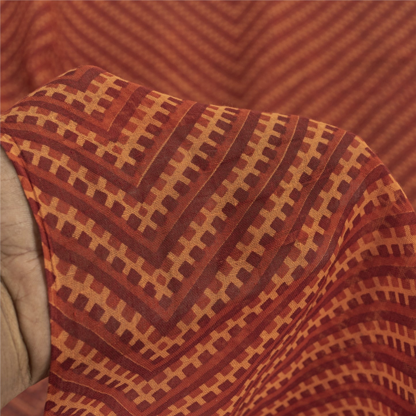 Sanskriti Vintage Sarees Dark Red 100% Pure Cotton Printed Sari 5yd Craft Fabric