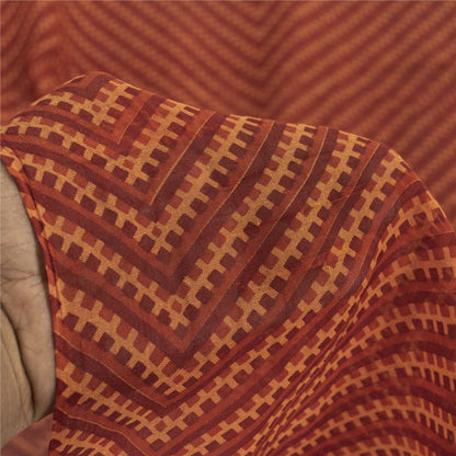 Sanskriti Vintage Sarees Dark Red 100% Pure Cotton Printed Sari 5yd Craft Fabric