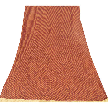 Sanskriti Vintage Sarees Dark Red 100% Pure Cotton Printed Sari 5yd Craft Fabric