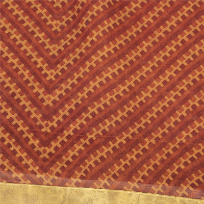 Sanskriti Vintage Sarees Dark Red 100% Pure Cotton Printed Sari 5yd Craft Fabric