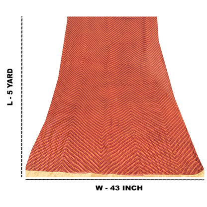 Sanskriti Vintage Sarees Dark Red 100% Pure Cotton Printed Sari 5yd Craft Fabric