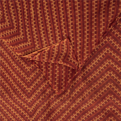 Sanskriti Vintage Sarees Dark Red 100% Pure Cotton Printed Sari 5yd Craft Fabric