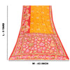 Sanskriti Vintage Sarees Yellow & Red Pure Cotton Printed Sari 5+yd Craft Fabric