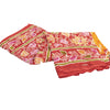 Sanskriti Vintage Sarees Yellow & Red Pure Cotton Printed Sari 5+yd Craft Fabric