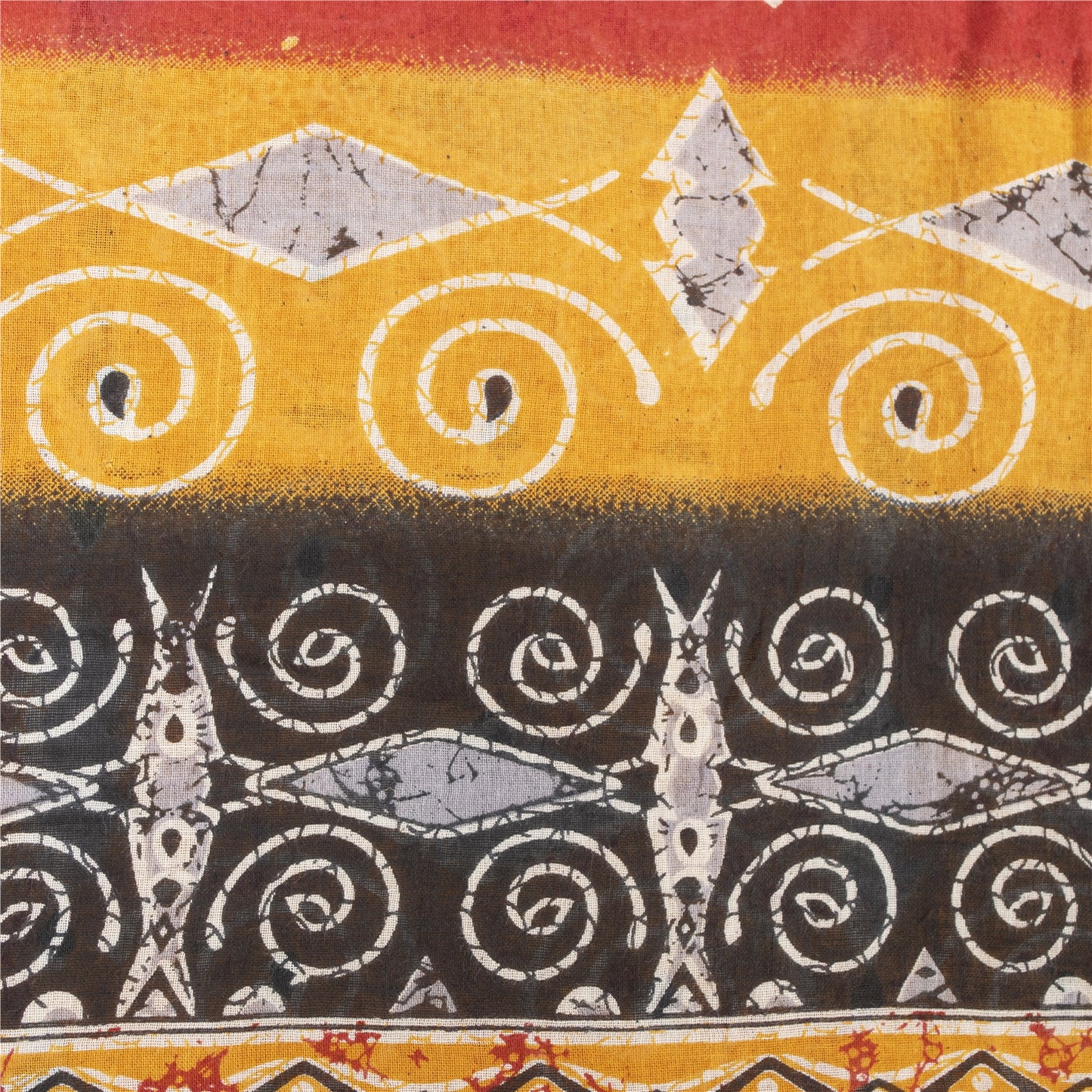 Sanskriti Vintage Sarees Yellow Pure Cotton Geometric Printed Sari 5+yd Fabric