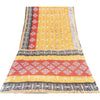 Sanskriti Vintage Sarees Yellow Pure Cotton Geometric Printed Sari 5+yd Fabric