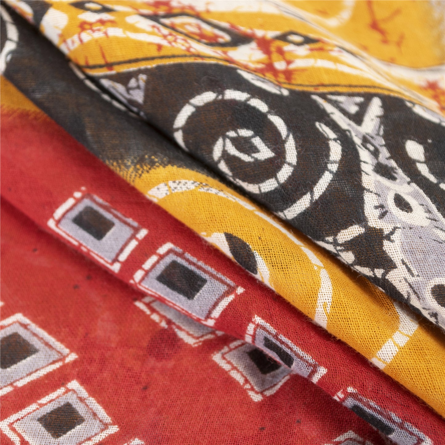 Sanskriti Vintage Sarees Yellow Pure Cotton Geometric Printed Sari 5+yd Fabric