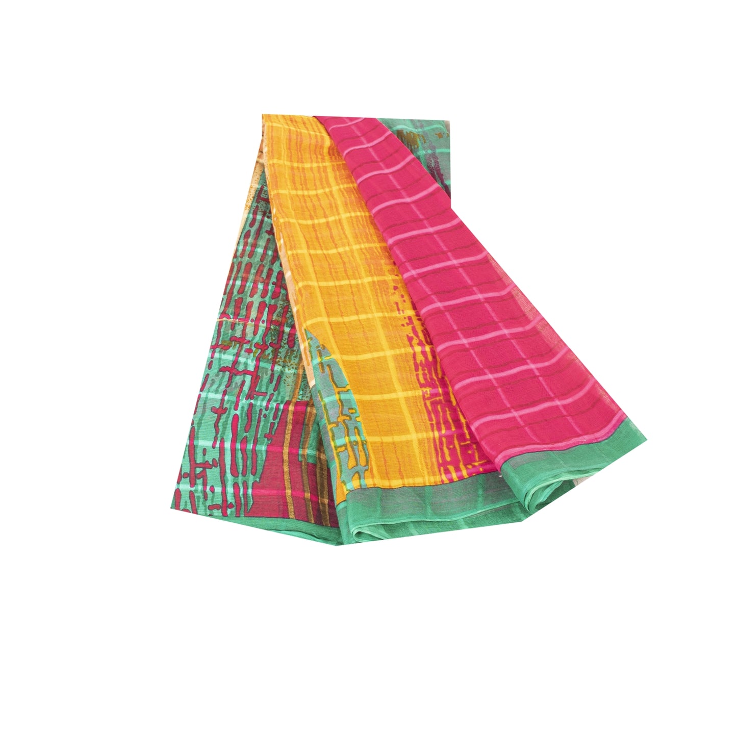 Sanskriti Vintage Sarees Pink Pure Cotton Abstract Print Sari 5+yd Craft Fabric