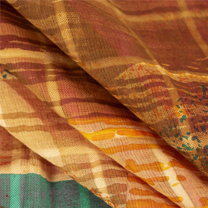 Sanskriti Vintage Sarees Pink Pure Cotton Abstract Print Sari 5+yd Craft Fabric