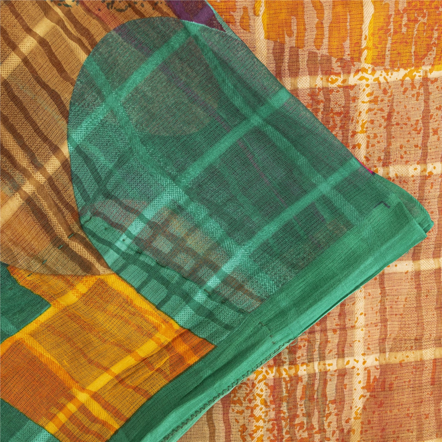 Sanskriti Vintage Sarees Pink Pure Cotton Abstract Print Sari 5+yd Craft Fabric