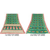 Sanskriti Vintage Sarees Indian Green Pure Cotton Printed Sari 5+yd Craft Fabric