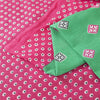 Sanskriti Vintage Sarees Green & Pink Pure Cotton Printed Sari 5+yd Craft Fabric