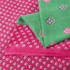 Sanskriti Vintage Sarees Green & Pink Pure Cotton Printed Sari 5+yd Craft Fabric