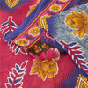 Sanskriti Vintage Sarees Blue & Pink Pure Cotton Printed Sari 5+yd Craft Fabric