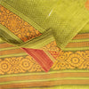 Sanskriti Vintage Sarees Green & Red Pure Cotton Printed Sari 5+yd Craft Fabric