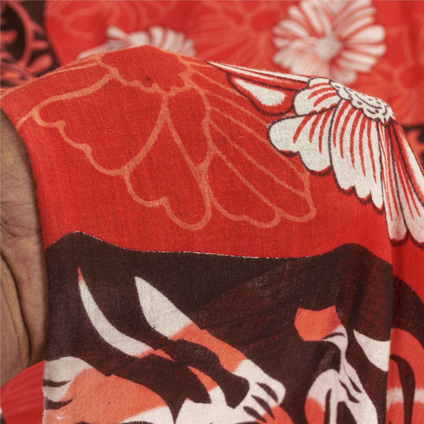 Sanskriti Vintage Sarees Indian Red Pure Cotton Printed Sari 5+yd Craft Fabric