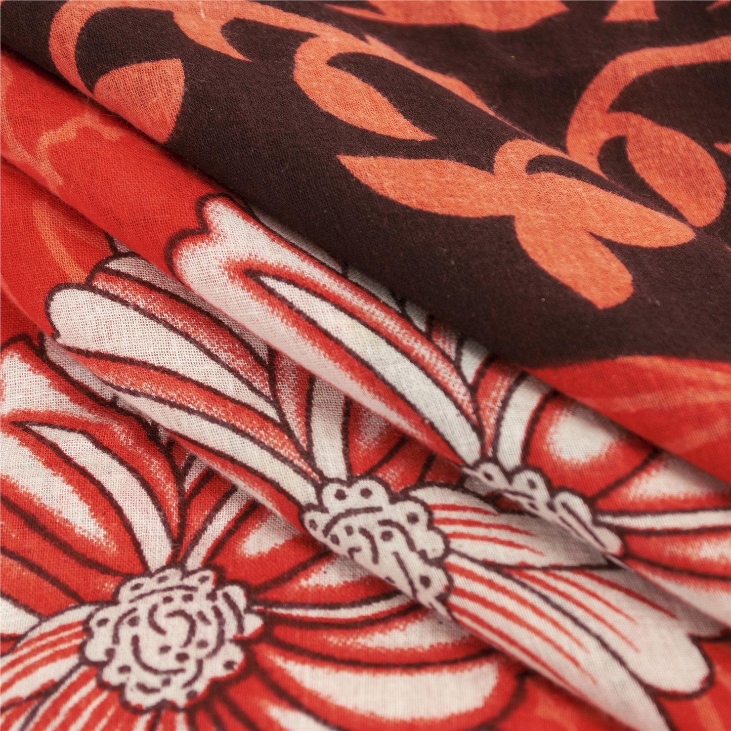 Sanskriti Vintage Sarees Indian Red Pure Cotton Printed Sari 5+yd Craft Fabric