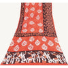 Sanskriti Vintage Sarees Indian Red Pure Cotton Printed Sari 5+yd Craft Fabric