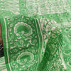 Sanskriti Vintage Sarees Green & White Kalamkari Pure Cotton Printed Sari Fabric