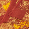 Sanskriti Vintage Sarees Yellow & Red Pure Cotton Batik Printed Sari 5+yd Fabric