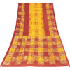 Sanskriti Vintage Sarees Yellow & Red Pure Cotton Batik Printed Sari 5+yd Fabric