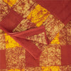 Sanskriti Vintage Sarees Yellow & Red Pure Cotton Batik Printed Sari 5+yd Fabric
