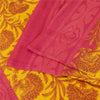 Sanskriti Vintage Sarees Yellow & Pink Pure Cotton Print Sari 5+yd Craft Fabric