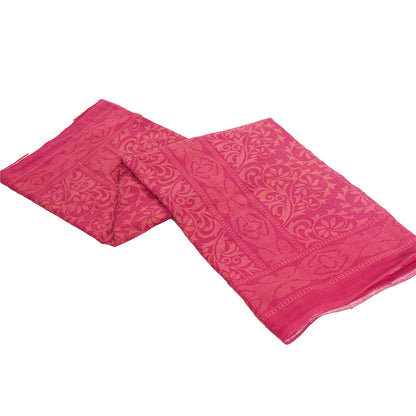 Sanskriti Vintage Sarees Yellow & Pink Pure Cotton Print Sari 5+yd Craft Fabric