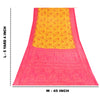 Sanskriti Vintage Sarees Yellow & Pink Pure Cotton Print Sari 5+yd Craft Fabric
