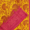 Sanskriti Vintage Sarees Yellow & Pink Pure Cotton Print Sari 5+yd Craft Fabric