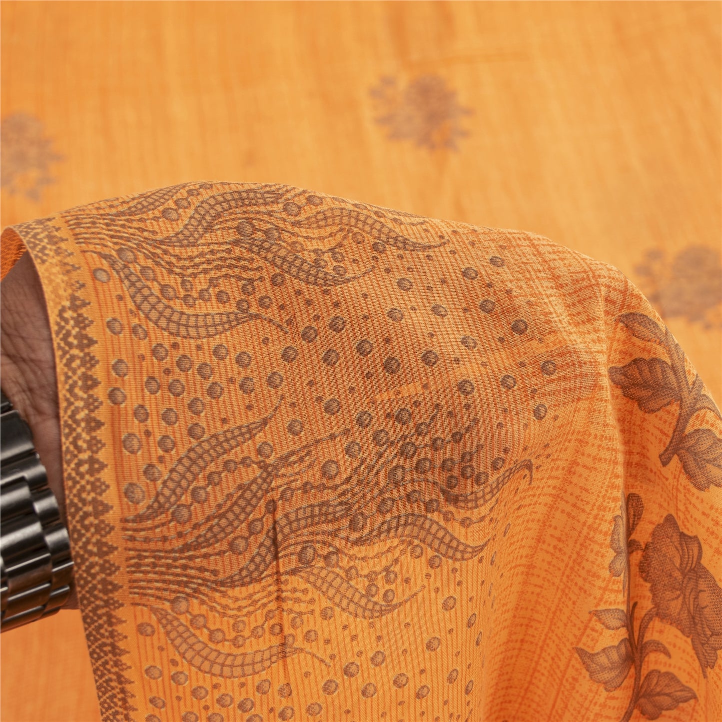 Sanskriti Vintage Sarees Indian Yellow Pure Cotton Print Sari 5+yd Craft Fabric