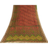 Sanskriti Vintage Sarees Indian Red Pure Cotton Printed Sari 5+yd Craft Fabric