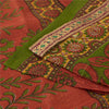 Sanskriti Vintage Sarees Indian Red Pure Cotton Printed Sari 5+yd Craft Fabric