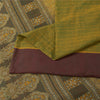 Sanskriti Vintage Sarees Green Pure Cotton Lines Printed Sari 5+yd Craft Fabric